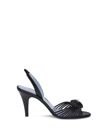 Valentino Garavani Black Calf Leather Bos Taurus Stiletto Heel Sandals