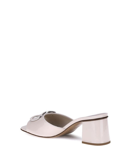 Valentino Garavani Cream Calf Leather Bos Taurus Flat Sandals