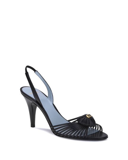 Valentino Garavani Black Calf Leather Bos Taurus Stiletto Heel Sandals