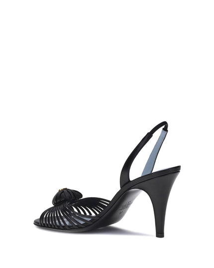 Valentino Garavani Black Calf Leather Bos Taurus Stiletto Heel Sandals