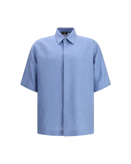 Fendi Light Blue Linen Shortsleeve Shirt