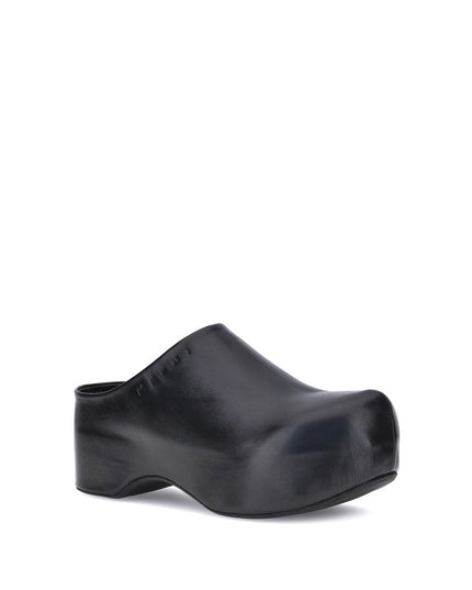 Marni Black Calf Leather Bos Taurus Clogs