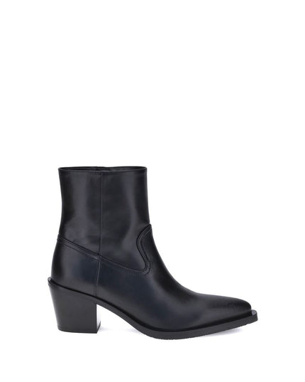 Stuart Weitzman Black Calf Leather Bos Taurus Ankle Boots