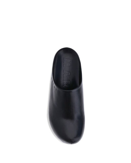 Marni Black Calf Leather Bos Taurus Clogs