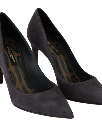 Dolce & Gabbana Gray Suede Leather Stiletto  Shoes Heels