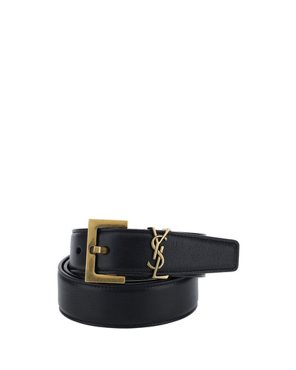 Saint Laurent Black Calf Leather Bos Taurus Regular Belt