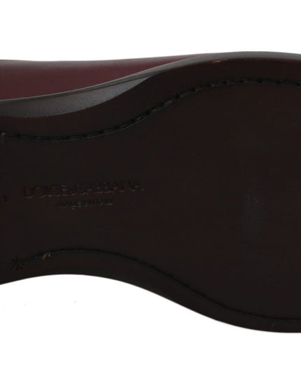 Dolce & Gabbana Red Bordeaux Leather Derby Formal Shoes
