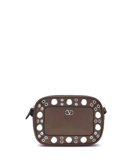 Valentino Garavani Brown Calf Leather Bos Taurus Shoulder Bag