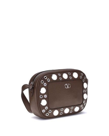 Valentino Garavani Brown Calf Leather Bos Taurus Shoulder Bag