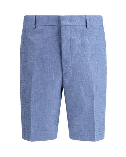 Fendi Light Blue Linen Bermuda Shorts