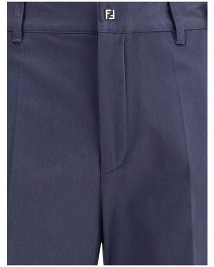 Fendi Blue Cotton Casual Pants
