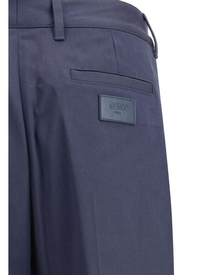 Fendi Blue Cotton Casual Pants