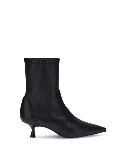Stuart Weitzman Black Calf Leather Bos Taurus Ankle Boots
