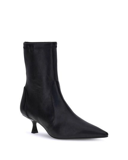 Stuart Weitzman Black Calf Leather Bos Taurus Ankle Boots