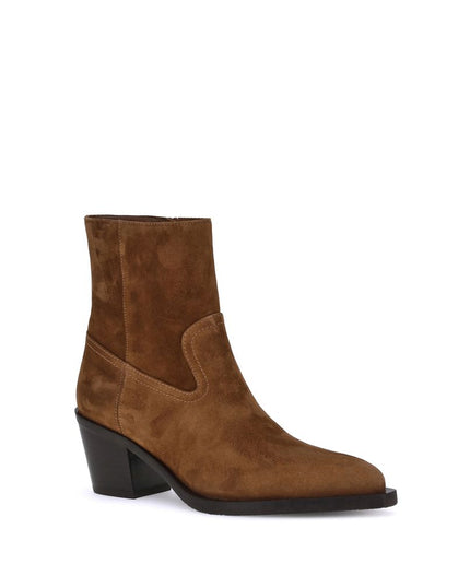 Stuart Weitzman Brown Calf Leather Bos Taurus Ankle Boots