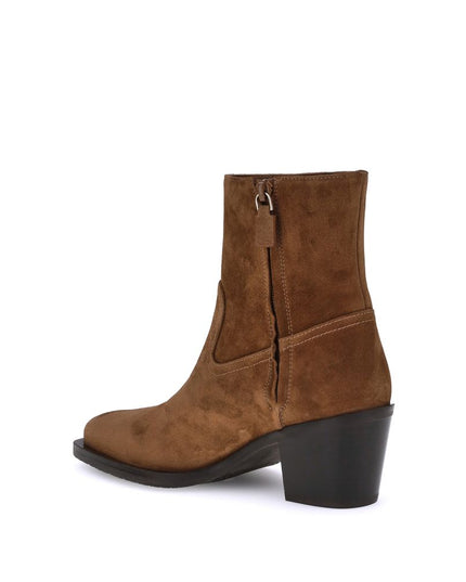 Stuart Weitzman Brown Calf Leather Bos Taurus Ankle Boots