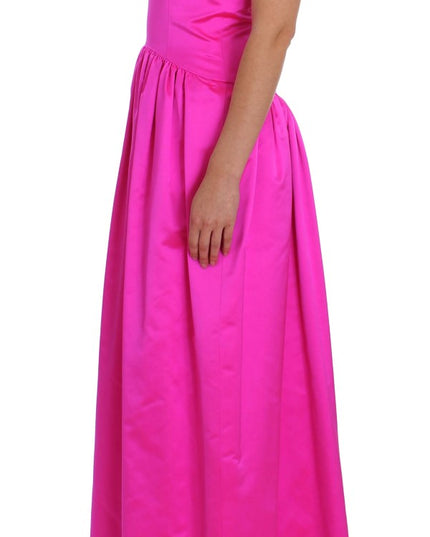 Dolce & Gabbana Pink Silk Long Sheath Ball Gown Dress