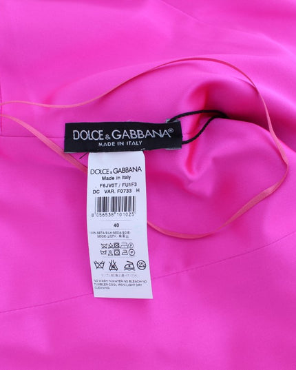 Dolce & Gabbana Pink Silk Long Sheath Ball Gown Dress