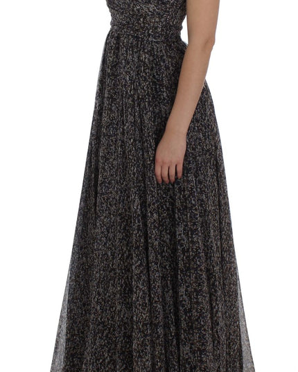 Dolce & Gabbana Dark Silk Shift Gown Full Length Dress