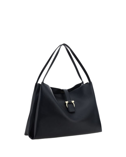 Ferragamo Black Calf Leather Bos Taurus Handbag