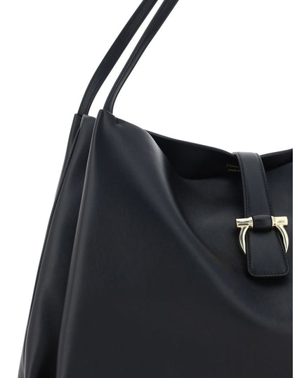 Ferragamo Black Calf Leather Bos Taurus Handbag