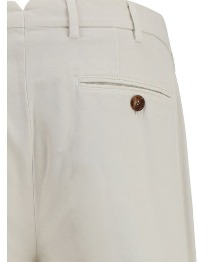 Brunello Cucinelli White Cotton Casual Pants