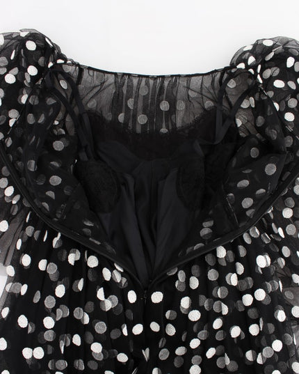 Dolce & Gabbana Black White Polka Dotted Ruffled Dress