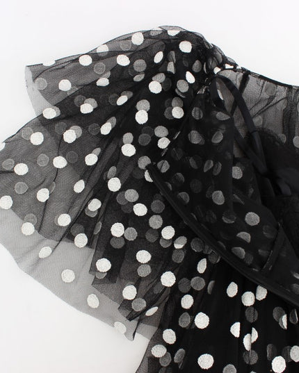Dolce & Gabbana Black White Polka Dotted Ruffled Dress