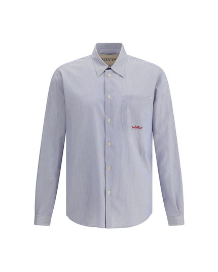Valentino Blue Cotton Pattern Shirt