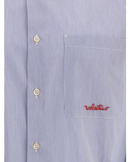 Valentino Blue Cotton Pattern Shirt