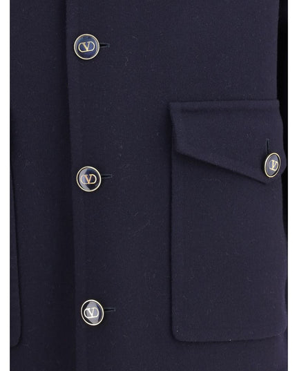 Valentino Blue Fleece Wool Coat