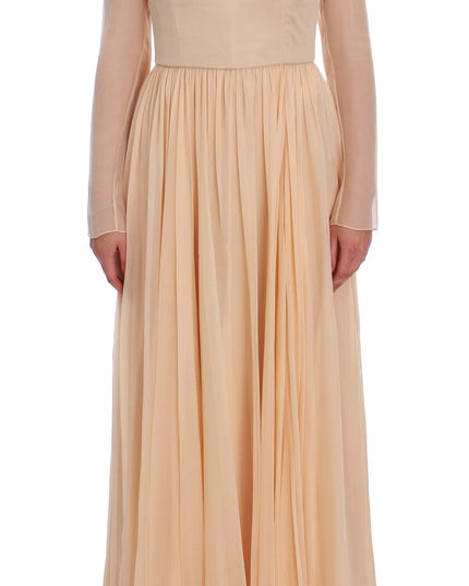 Dolce & Gabbana Beige Silk Ball Gown Full Length Dress