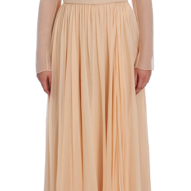 Dolce & Gabbana Beige Silk Ball Gown Full Length Dress