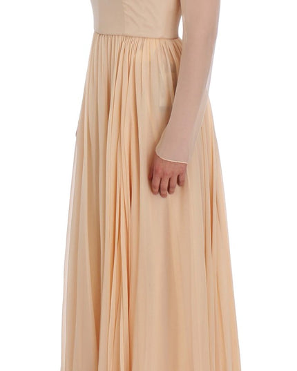 Dolce & Gabbana Beige Silk Ball Gown Full Length Dress