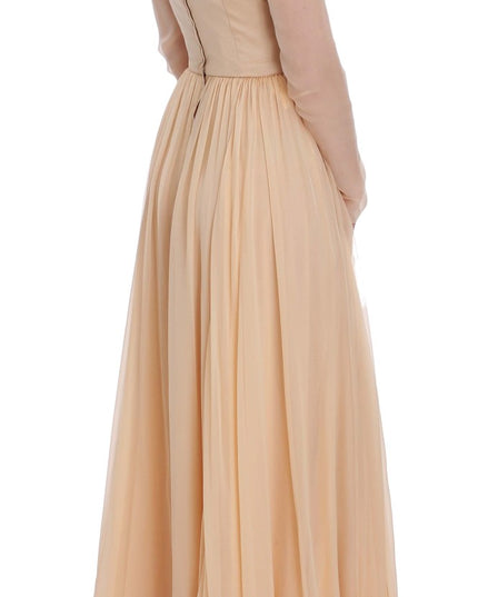 Dolce & Gabbana Beige Silk Ball Gown Full Length Dress