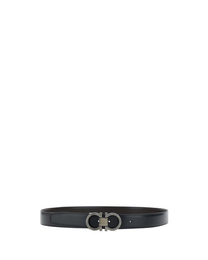Ferragamo Black Calf Leather Bos Taurus Regular Belt