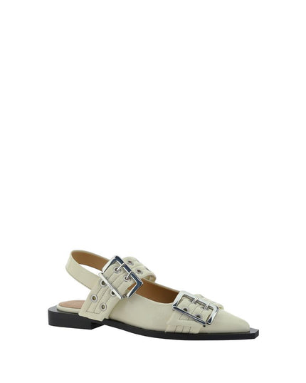 Ganni White Polyethylene Ballet Flats