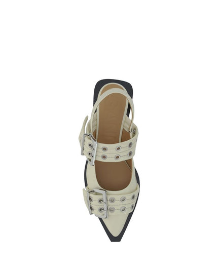 Ganni White Polyethylene Ballet Flats