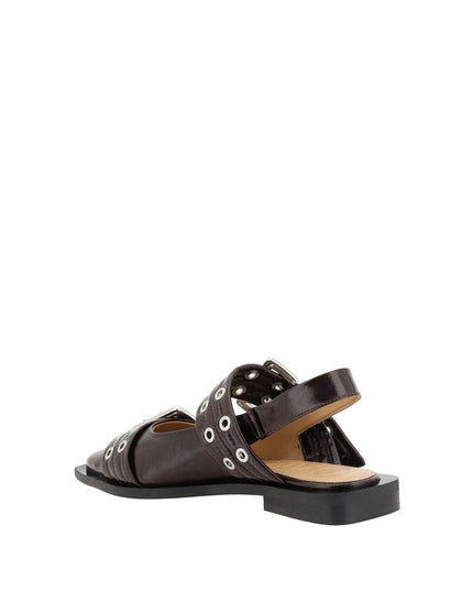 Ganni Brown Polyester Ballet Flats