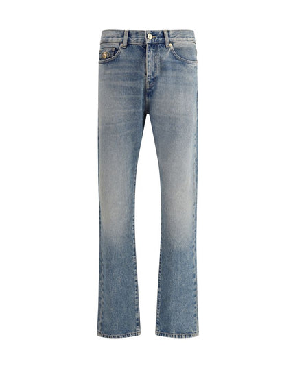 Versace Blue Cotton Straight-Leg Jeans