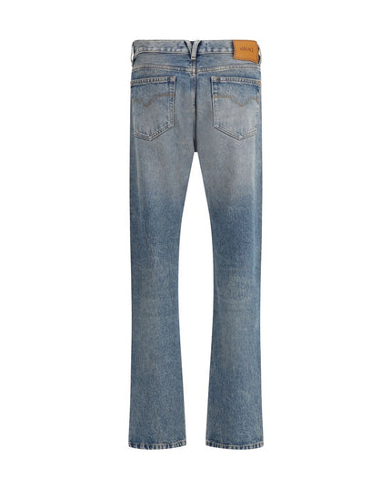 Versace Blue Cotton Straight-Leg Jeans