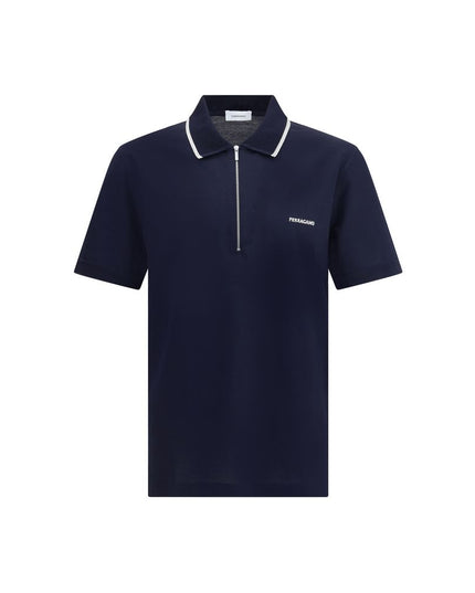 Ferragamo Blue Cotton Polo Shirt