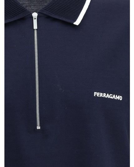 Ferragamo Blue Cotton Polo Shirt
