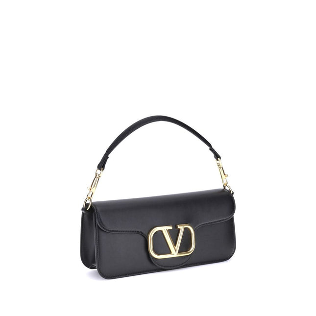 Valentino Garavani Black Calf Leather Bos Taurus Shoulder Bag