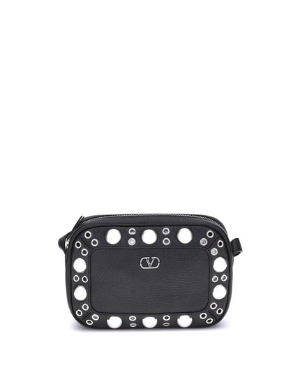 Valentino Garavani Black Calf Leather Bos Taurus Shoulder Bag