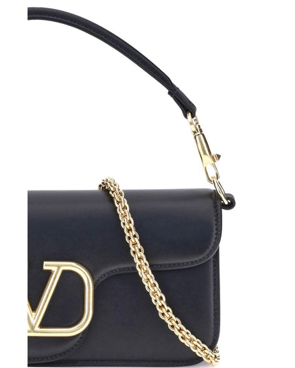Valentino Garavani Black Calf Leather Bos Taurus Shoulder Bag