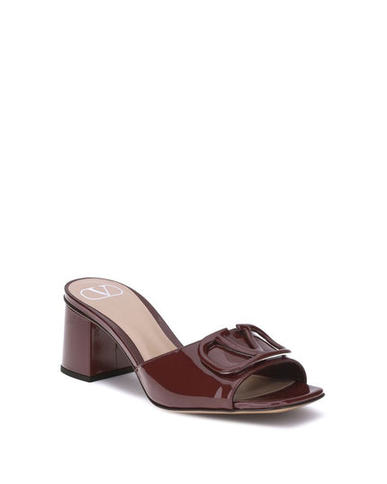 Valentino Garavani Bordeaux Calf Leather Bos Taurus Flat Sandals