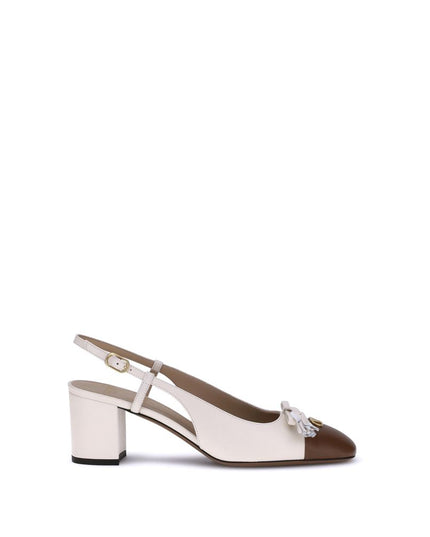 Valentino Garavani White Calf Leather Bos Taurus Mid Heel Pumps