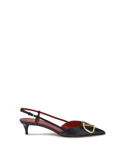 Valentino Garavani Black Calf Leather Bos Taurus Mid Heel Pumps