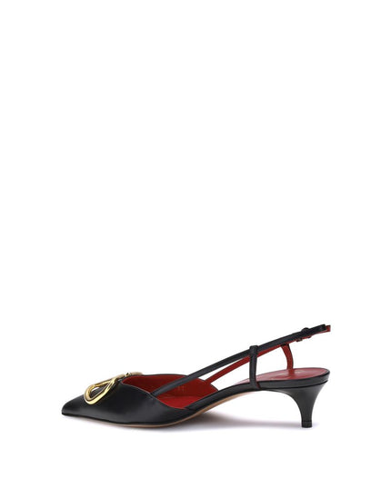 Valentino Garavani Black Calf Leather Bos Taurus Mid Heel Pumps